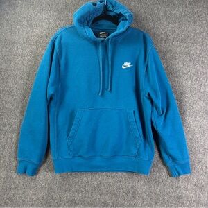 Nike Sportswear Club Fleece Hoodie Mens Medium Blue Logo Pullover 2010s